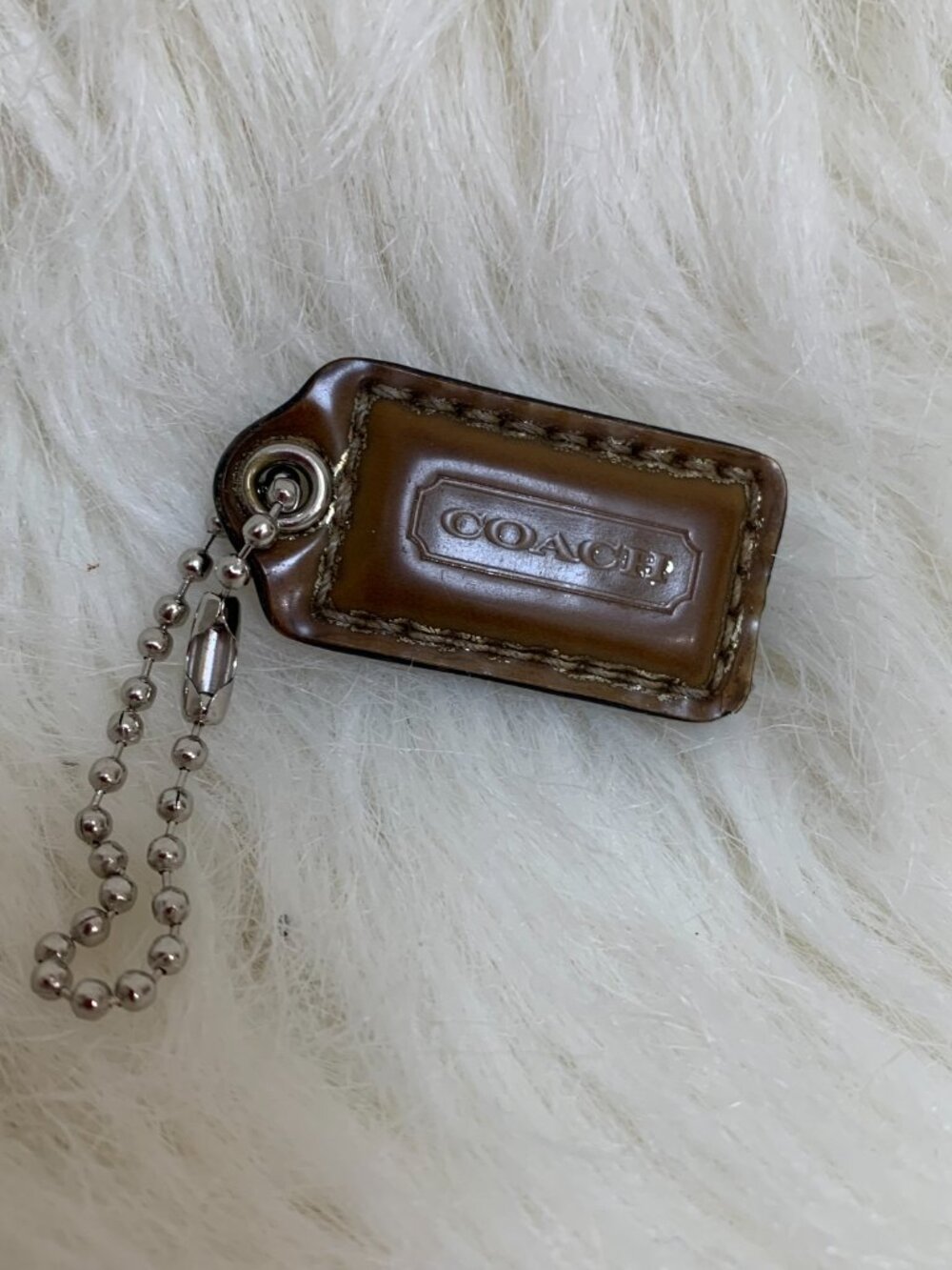 COACH Bronze Green Mini Patent Leather Hang Tag Purse Charm 1.5" H48